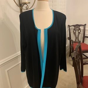 Gorgeous Misook Women’s Black and Turquoise Jacket in Size 2X